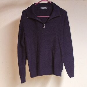 Men's Classic Navy Zip-Up Sweater